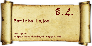 Barinka Lajos névjegykártya